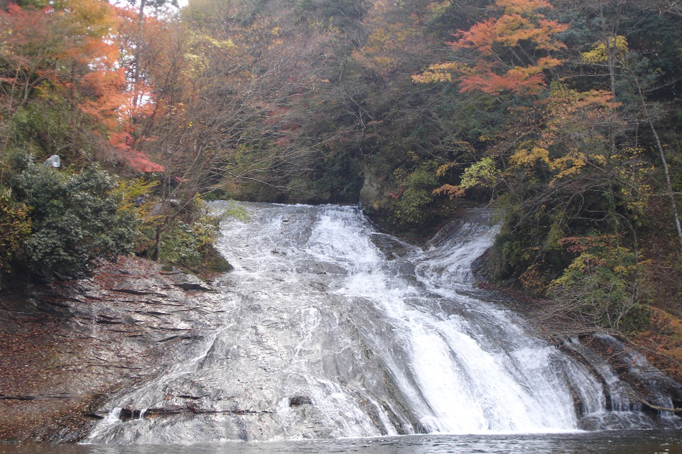 千葉県 粟又の滝が流れる岩肌